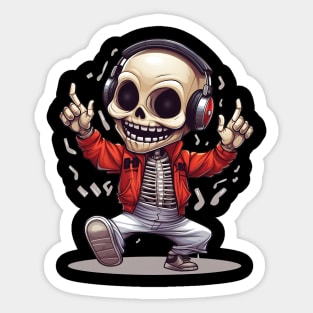 Funky Dancing Skeleton Anime Style Design Sticker